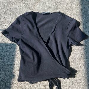 Brandy Melville Black Wrap Top